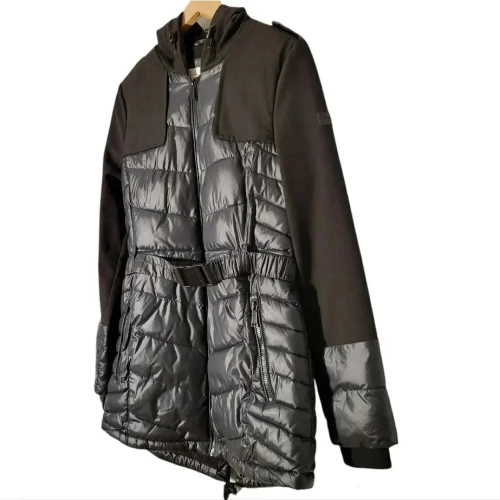 Bcbgeneration Puffer Belted Winter Jacket Black S… - image 3